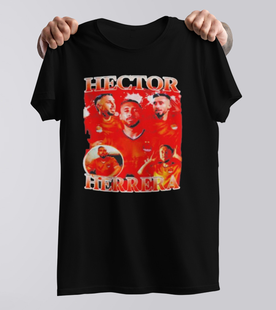 HECTOR HERRERA Red Bootleg Style Portrait Montage T-Shirt