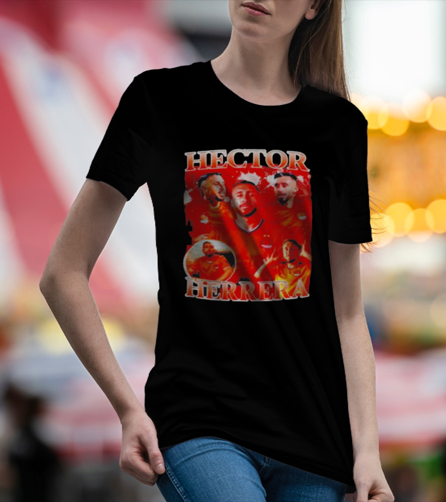 HECTOR HERRERA Red Bootleg Style Portrait Montage T-Shirt