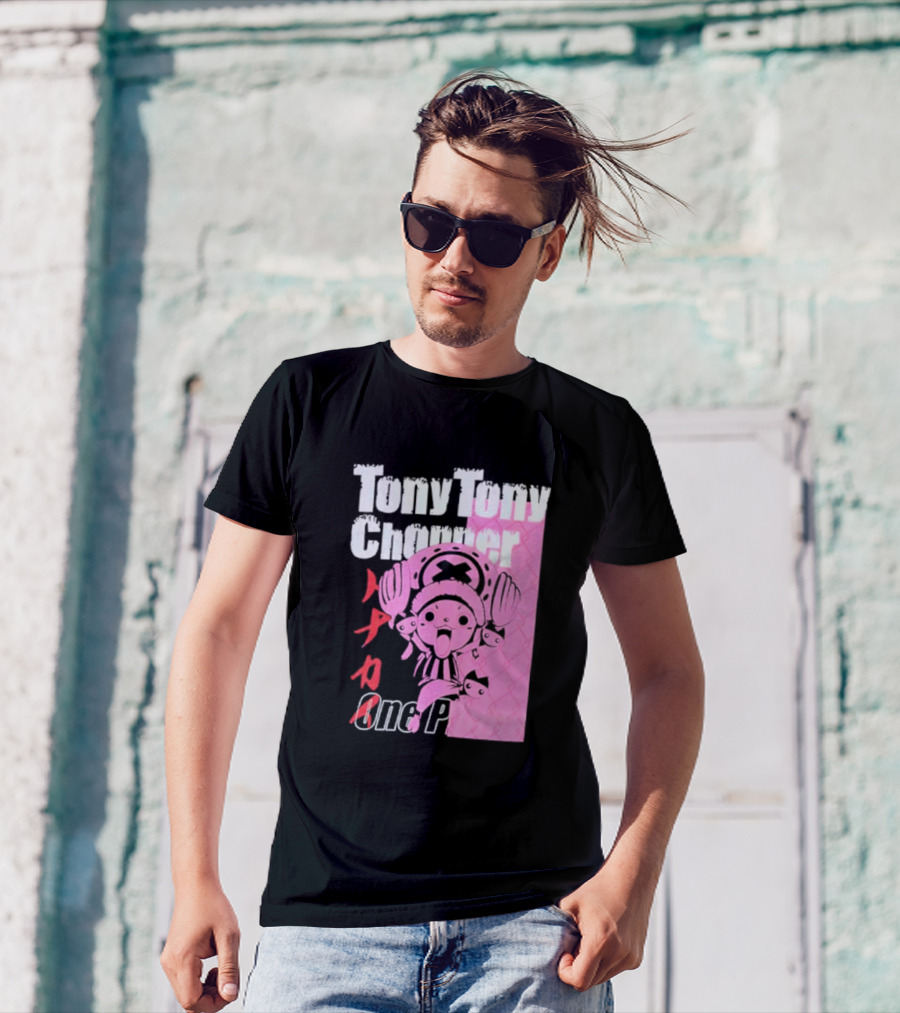 Tony Tony Chopper One Piece Pink Tonal Japanese Text T-Shirt