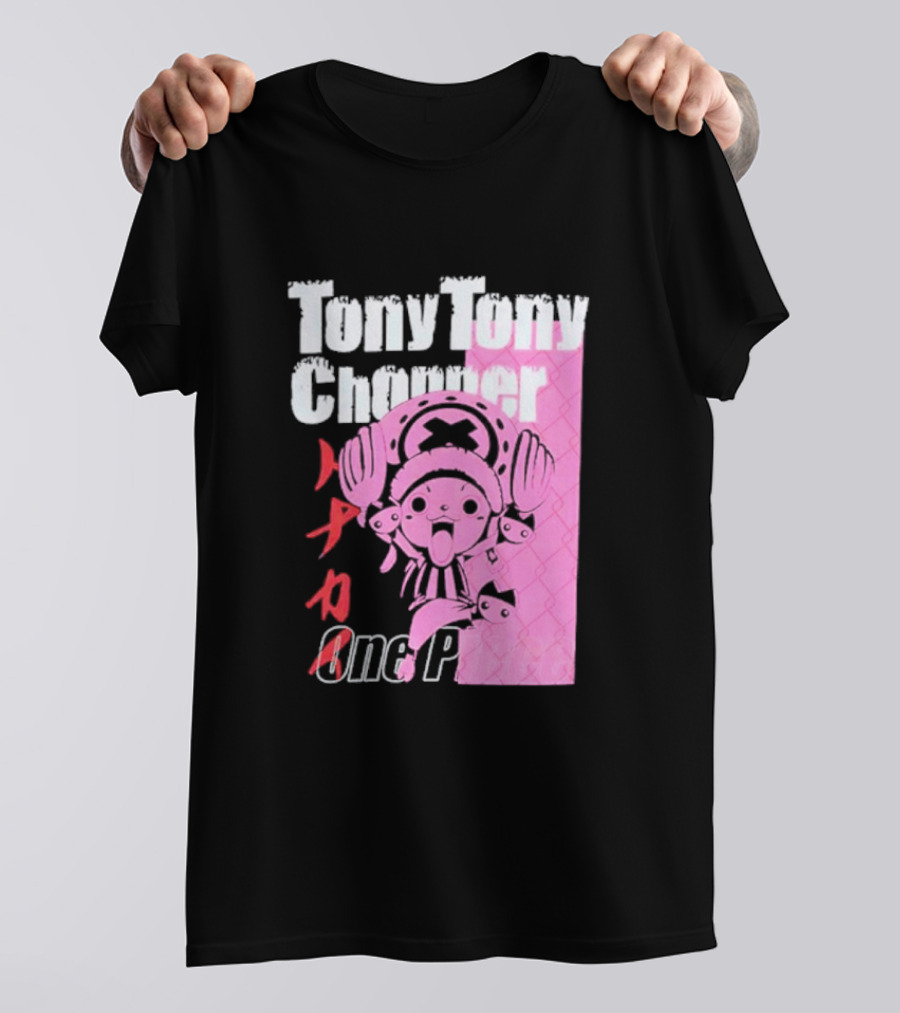 Tony Tony Chopper One Piece Pink Tonal Japanese Text T-Shirt