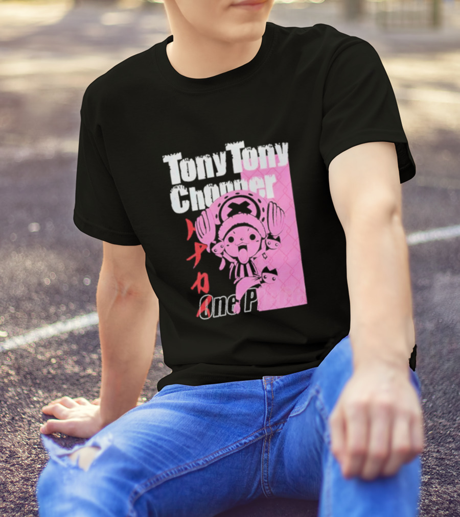 Tony Tony Chopper One Piece Pink Tonal Japanese Text T-Shirt