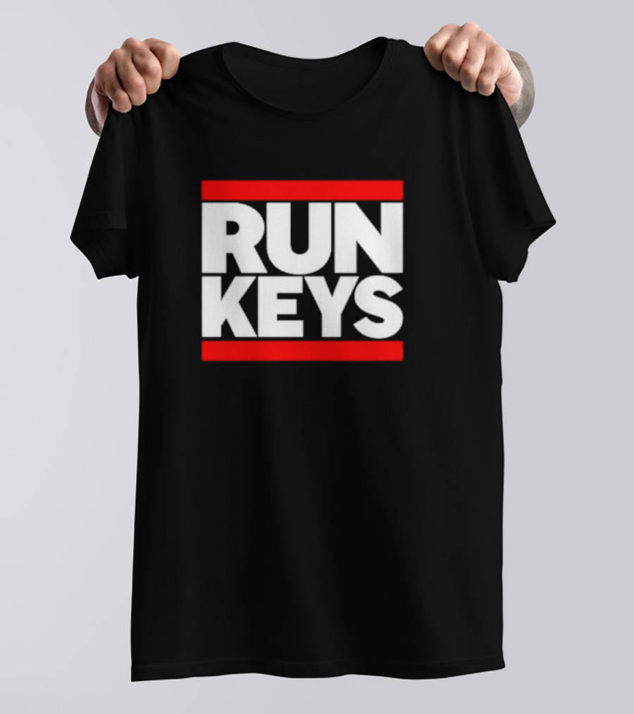 RUN KEYS Red Border Block Text T-Shirt