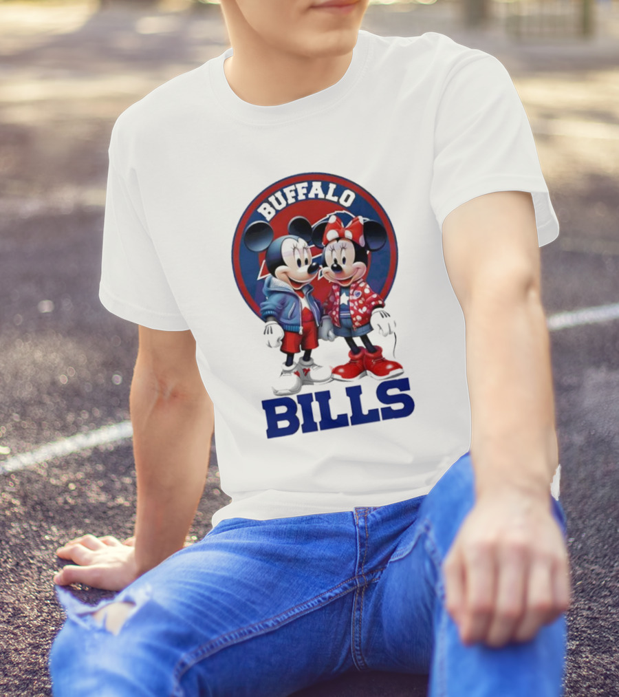 Buffalo Bills Mickey And Minnie Mouse In Team Spirit T-Shirt