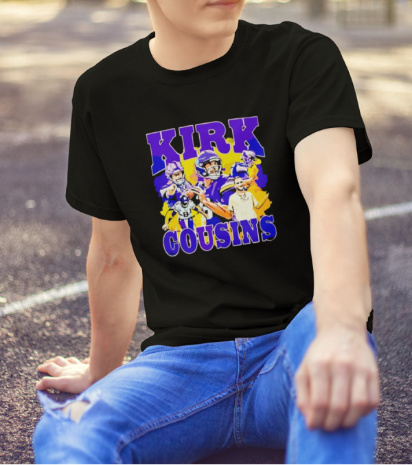Kirk Cousins Vikings Football Player Collage Purple And Yellow T-Shirt