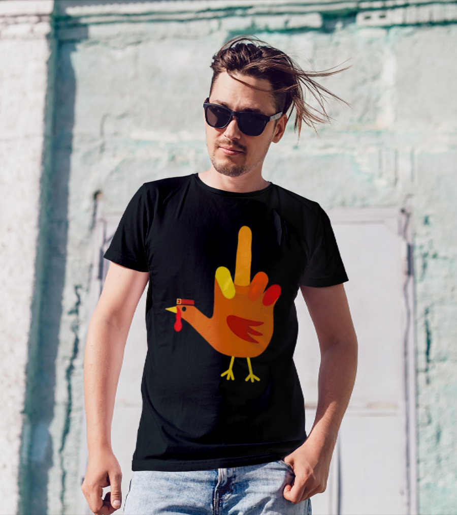 Thanksgiving Middle Finger Turkey Humor Hand Bird T-Shirt