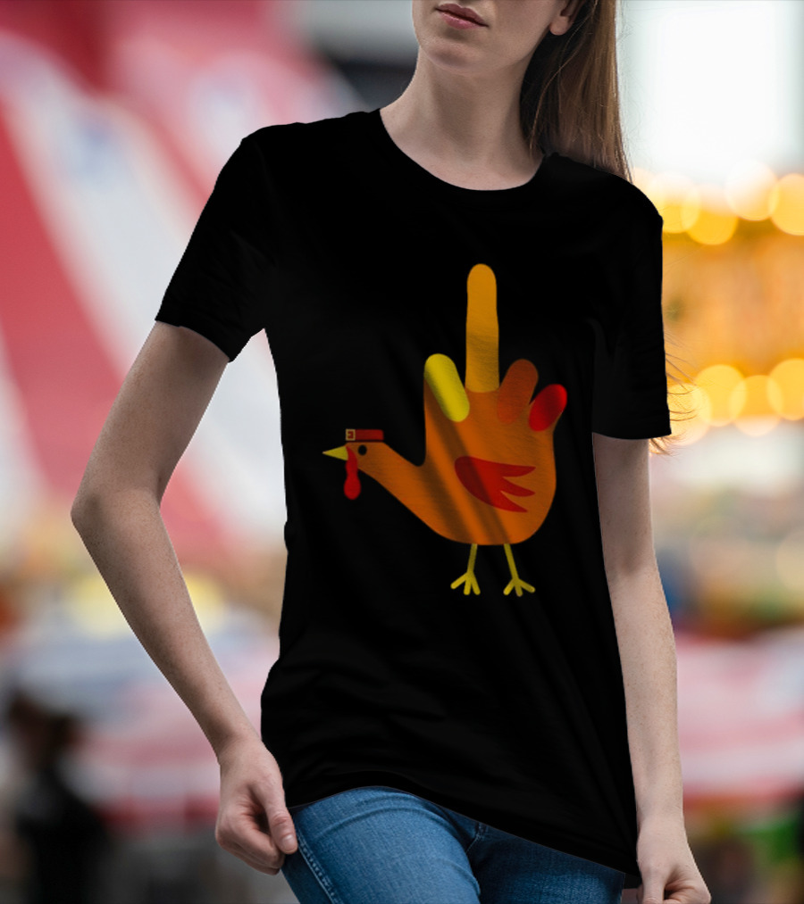 Thanksgiving Middle Finger Turkey Humor Hand Bird T-Shirt