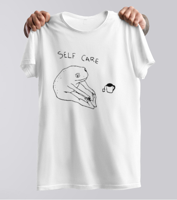 Self Care Frog With Tea And Funny Pose T-Shirt