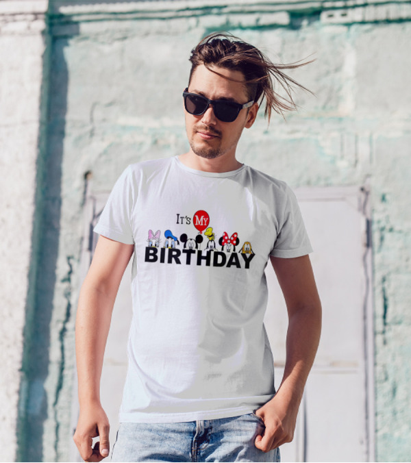 It's My Birthday Disney Characters Mickey Minnie Donald Balloon T-Shirt