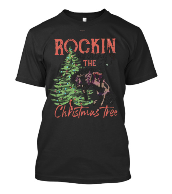 Rockin Around The Christmas Tree Horse And Holiday Lights T-Shirt