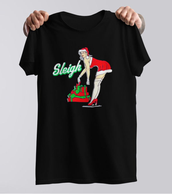Vintage Santa Sleigh With Pin-Up Style Christmas Presents T-Shirt