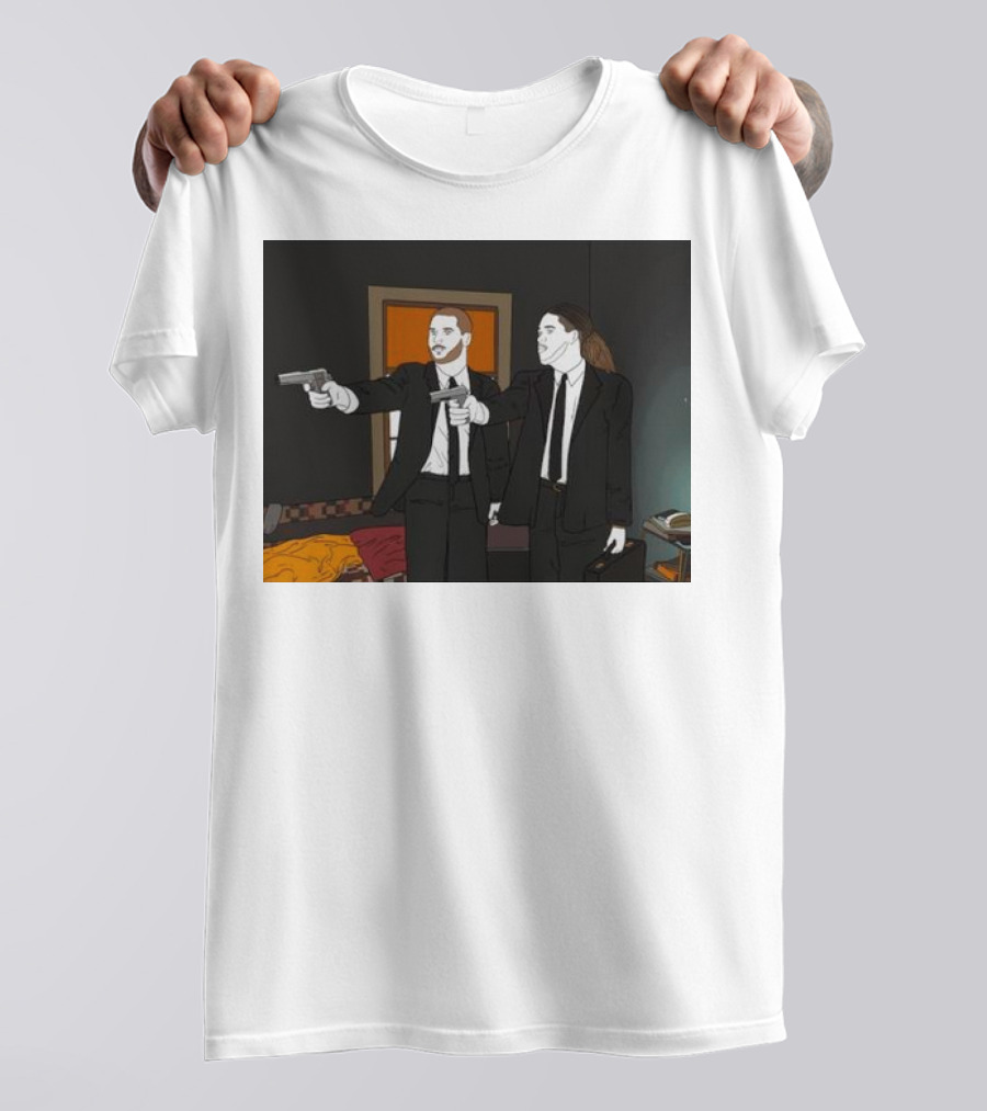 Pulp Fiction Bosa And Youn Duo With Guns Scene T-Shirt