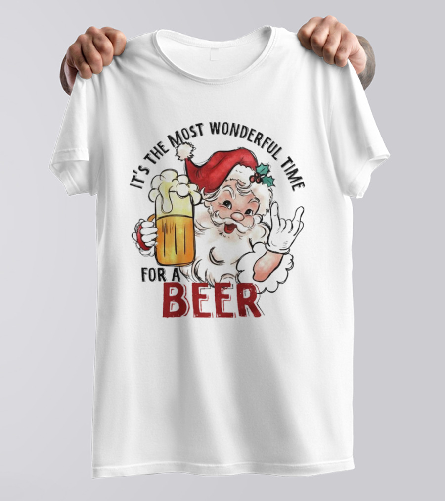 Santa It's The Most Wonderful Time For A Beer Christmas T-Shirt