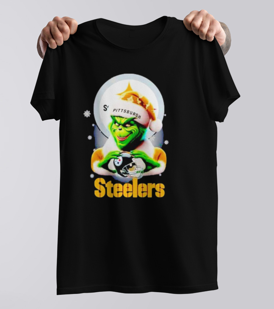 The Grinch Santa Steelers Christmas Pittsburgh Football Fan T-Shirt