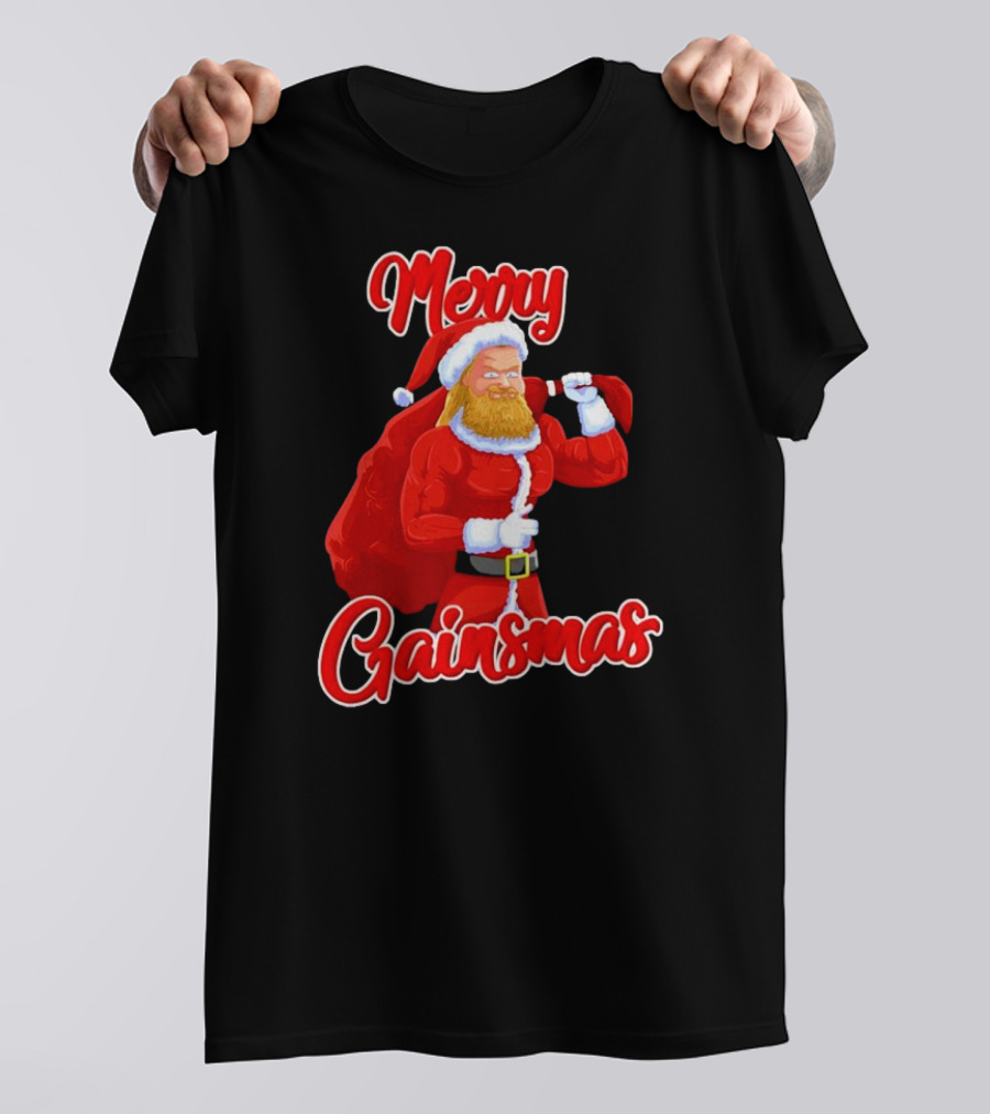 Merry Gainsmas Fitness Santa Bodybuilder T-Shirt