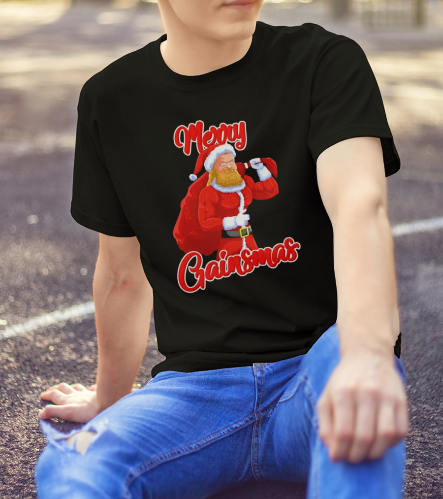 Merry Gainsmas Fitness Santa Bodybuilder T-Shirt