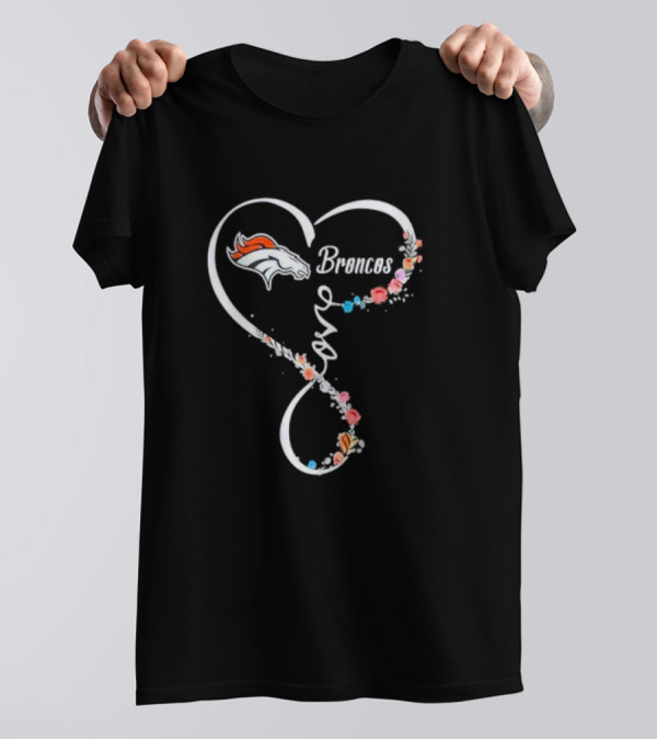 Denver Broncos Floral Heart Love T-Shirt