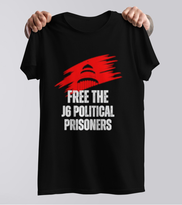 Free The J6 Political Prisoners Capitol Building Red Brushstroke T-Shirt