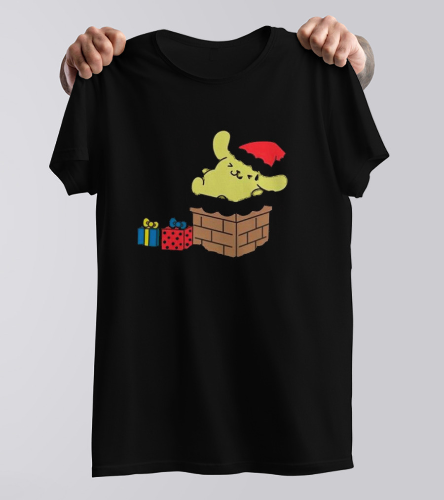 Pompompurin Christmas Chimney With Santa Hat And Presents T-Shirt