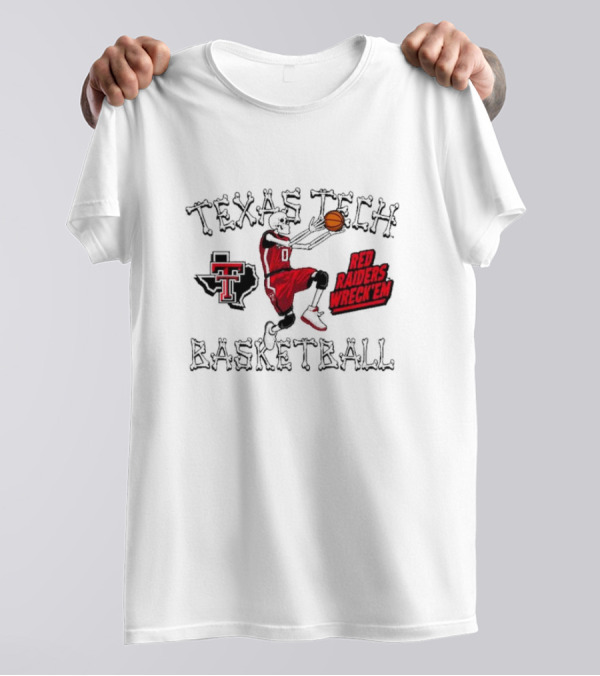Texas Tech Basketball Red Raiders Wreck 'Em Skeleton Dunking T-Shirt