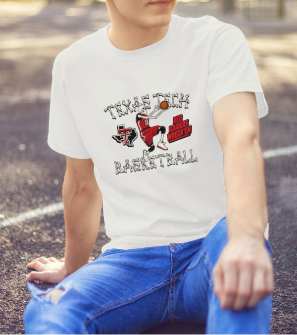 Texas Tech Basketball Red Raiders Wreck 'Em Skeleton Dunking T-Shirt