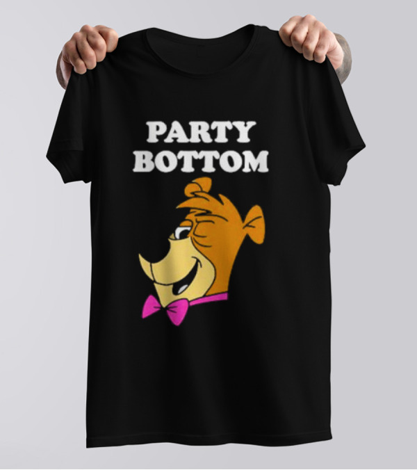 Yogi Bear Party Bottom Fun Cartoon Character With Pink Bow Tie T-Shirt