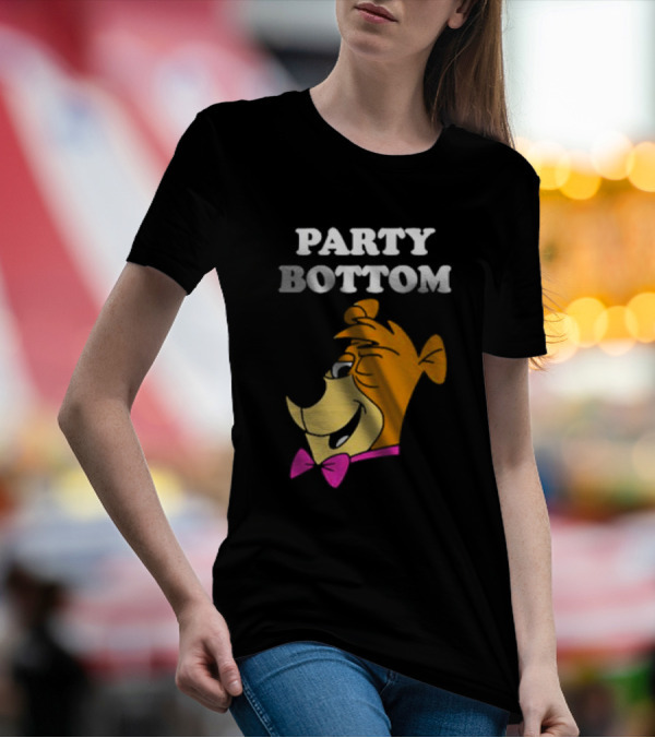 Yogi Bear Party Bottom Fun Cartoon Character With Pink Bow Tie T-Shirt