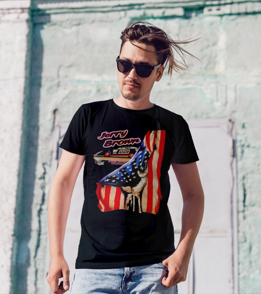 Jerry Brown Blood Inside Me American Flag Race Car 88 T-Shirt