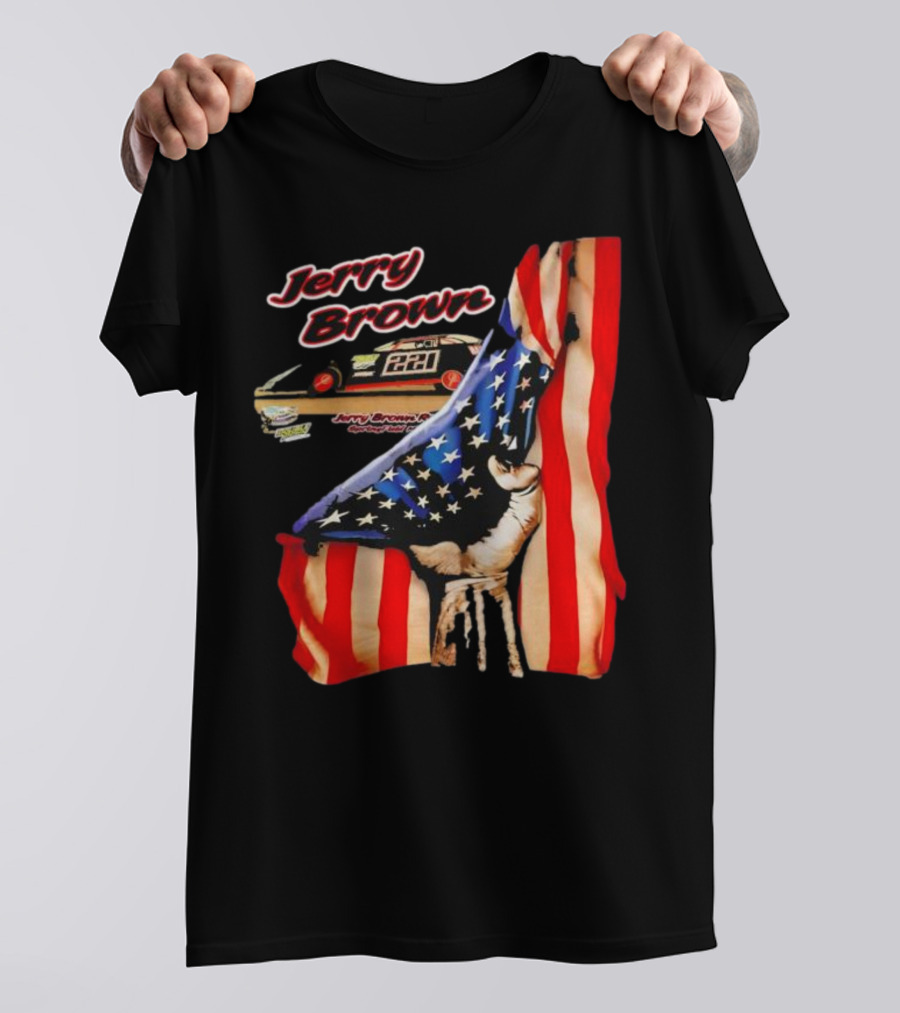 Jerry Brown Blood Inside Me American Flag Race Car 88 T-Shirt