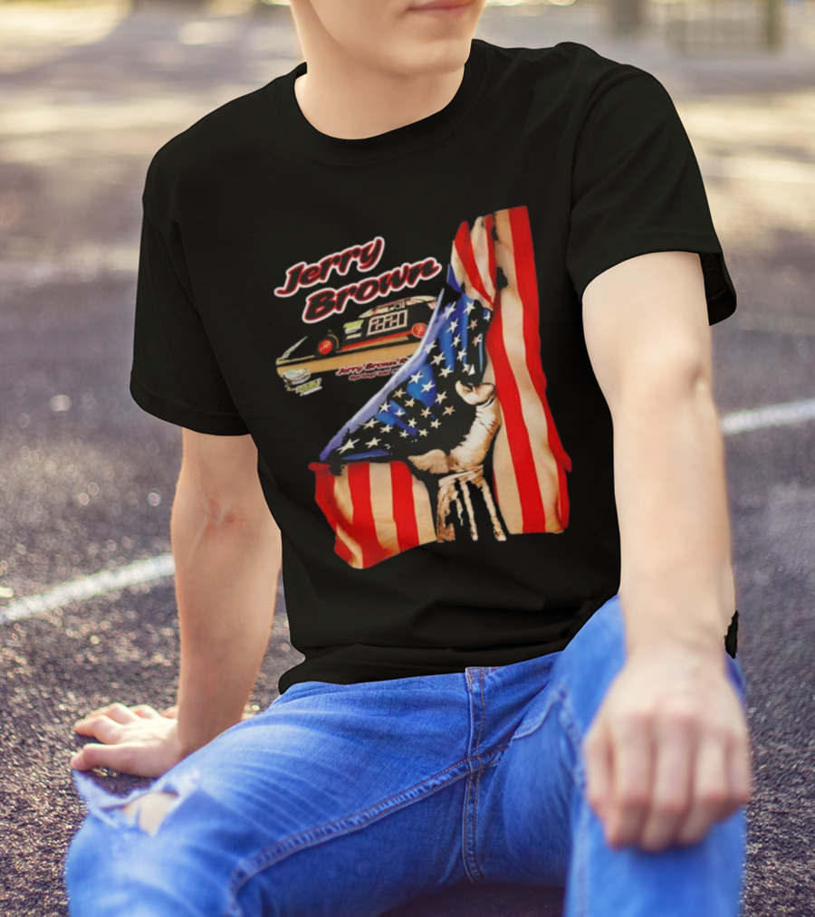 Jerry Brown Blood Inside Me American Flag Race Car 88 T-Shirt