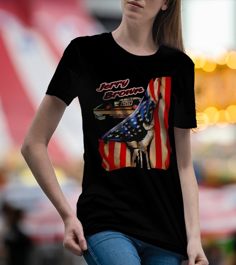 Jerry Brown Blood Inside Me American Flag Race Car 88 T-Shirt