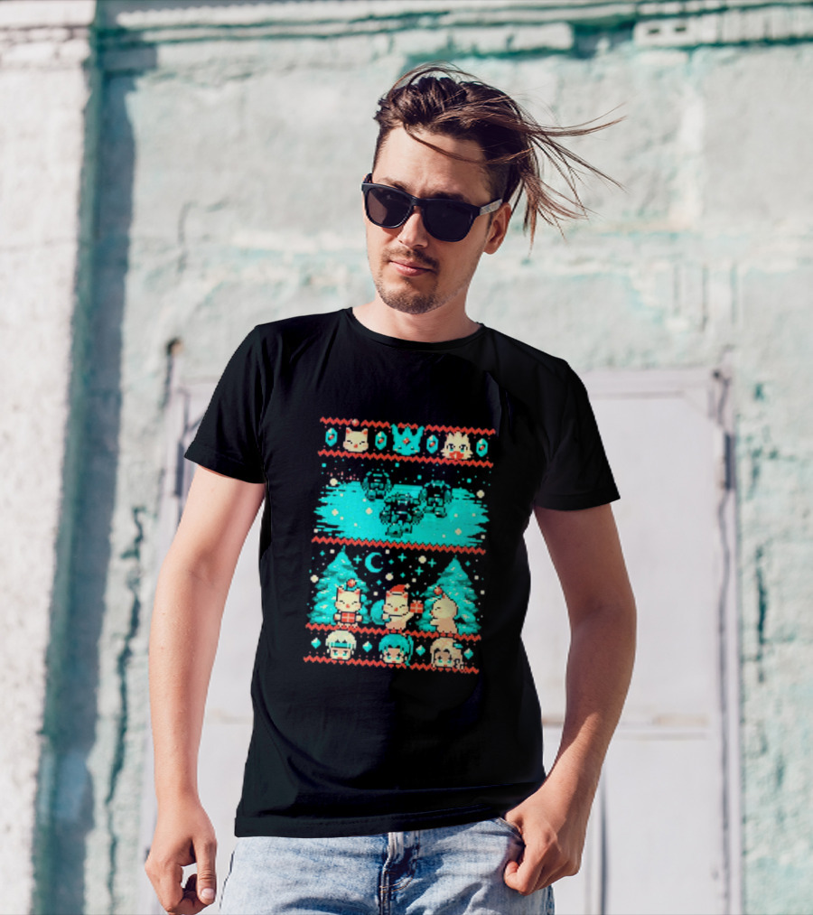 Esper Of Christmas 8-Bit Holiday Pixel Art With Festive Characters T-Shirt