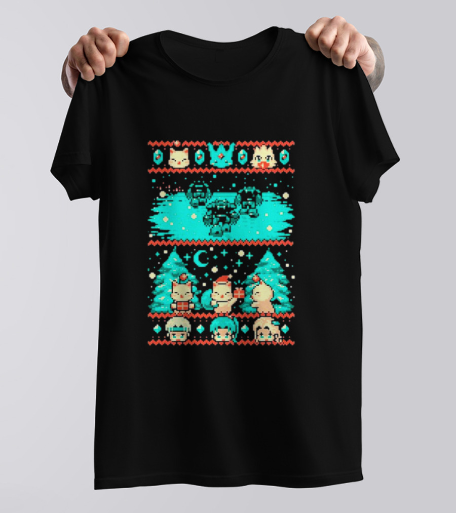 Esper Of Christmas 8-Bit Holiday Pixel Art With Festive Characters T-Shirt