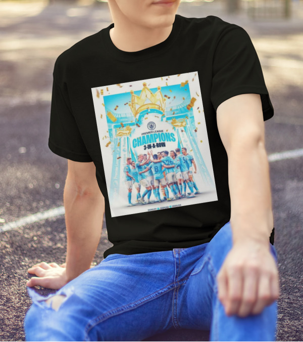Premier League Champions 3 In A Row Manchester City 2020/21 2021/22 2022/23 T-Shirt