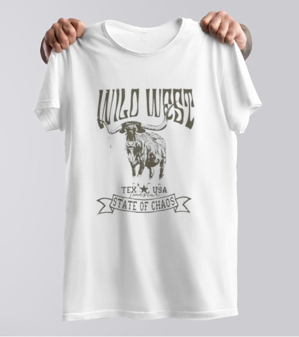 Wild West Longhorn Texas USA State Of Chaos T-Shirt