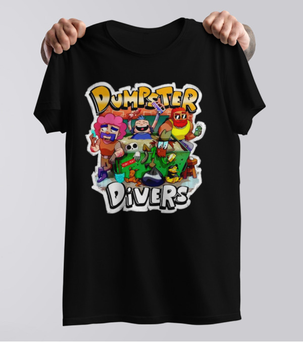Dumpster Divers Cartoon Alley Fun With Funny Characters And Trash Can Antics T-Shirt
