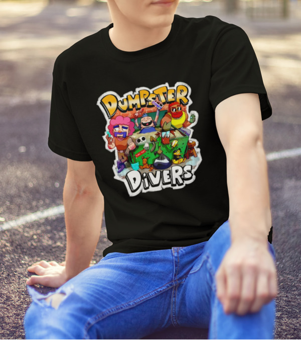Dumpster Divers Cartoon Alley Fun With Funny Characters And Trash Can Antics T-Shirt