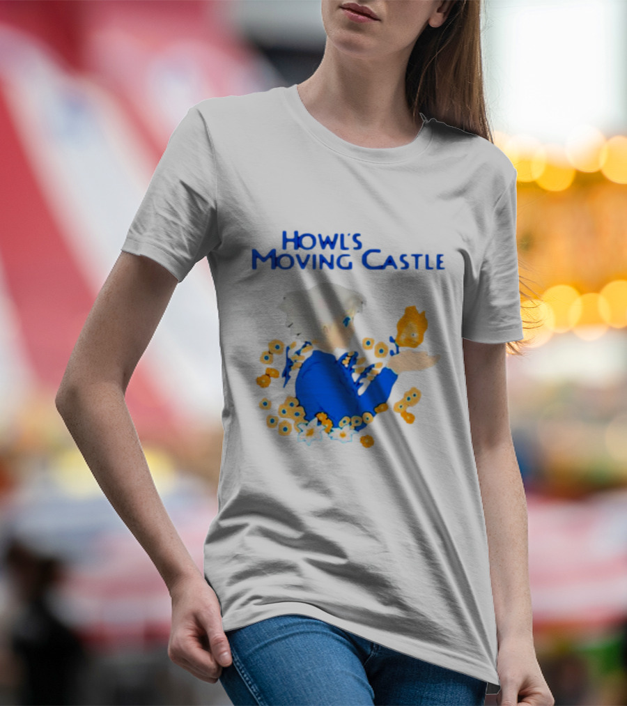 Howl’s Moving Castle Howl With Calcifer And Flowers T-Shirt