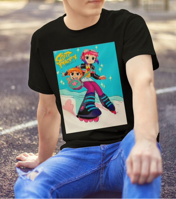 Scott Pilgrim Takes Off Roller Skating Adventure With Animated Style Characters T-Shirt