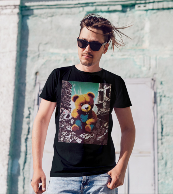 Ceasefire Now Teddy Bear In War-Torn Ruins T-Shirt