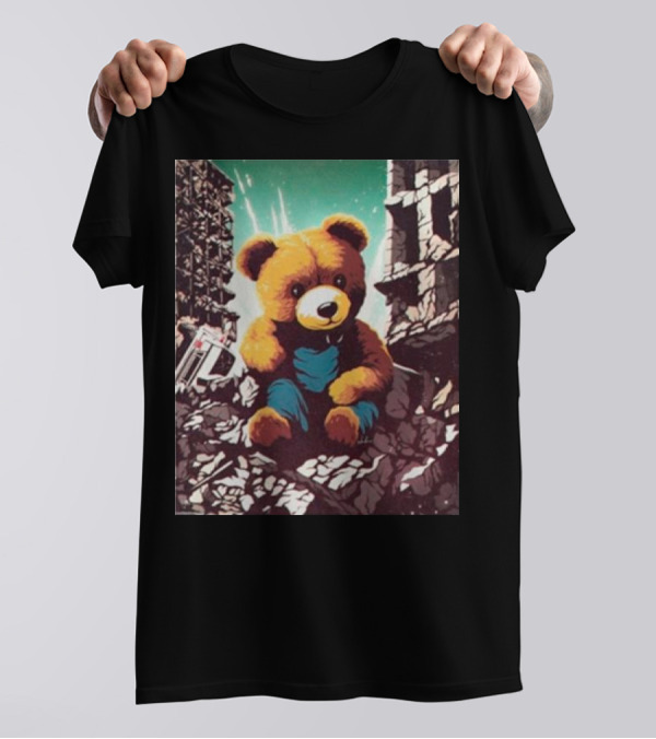 Ceasefire Now Teddy Bear In War-Torn Ruins T-Shirt