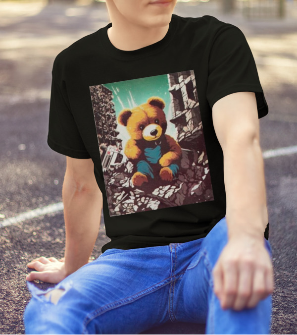 Ceasefire Now Teddy Bear In War-Torn Ruins T-Shirt