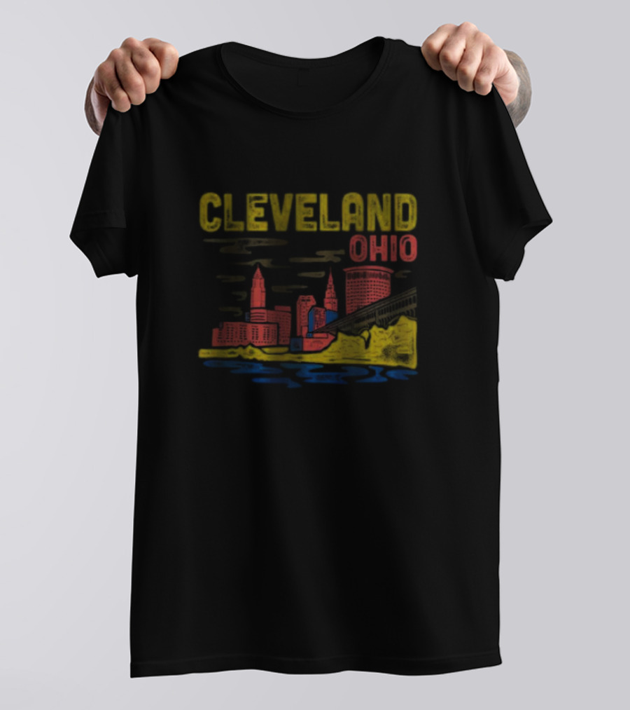 Cleveland Ohio Skyline Colorful Cityscape T-Shirt