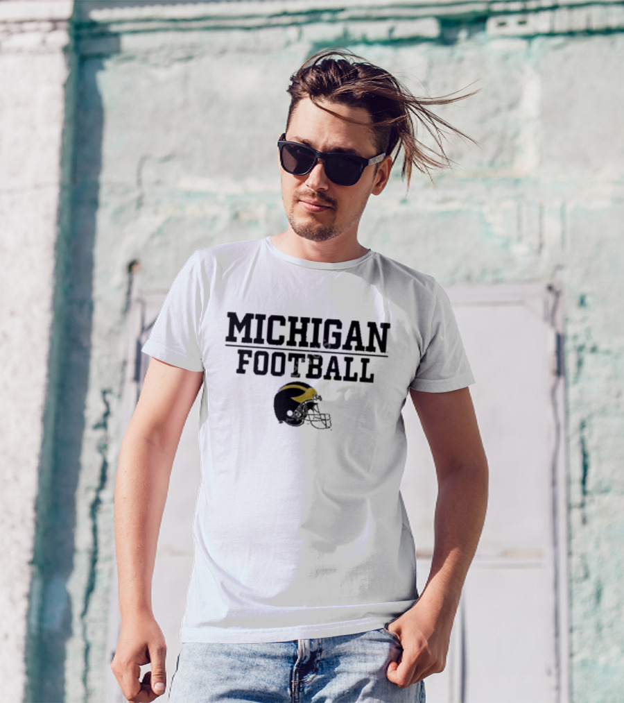 Mden Michigan Football Helmet T-Shirt