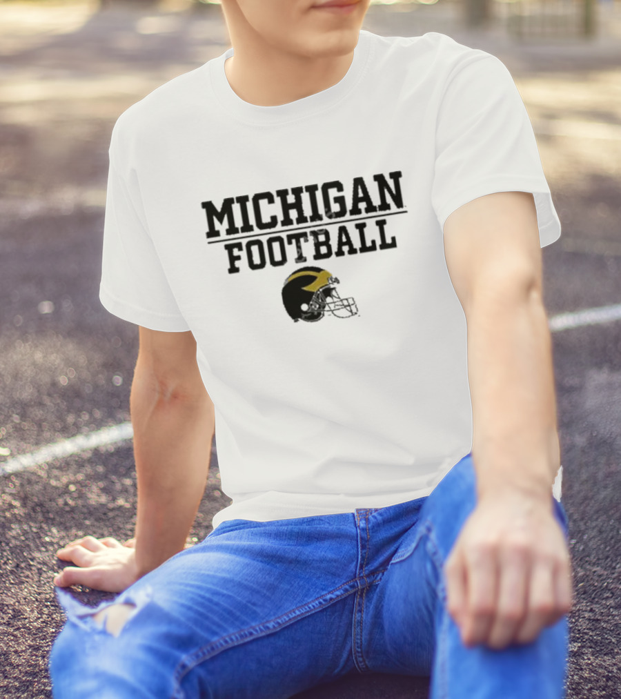 Mden Michigan Football Helmet T-Shirt