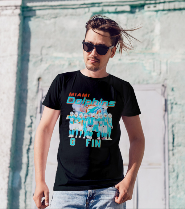 Miami Dolphins Go Fins Players Logo Team Spirit T-Shirt