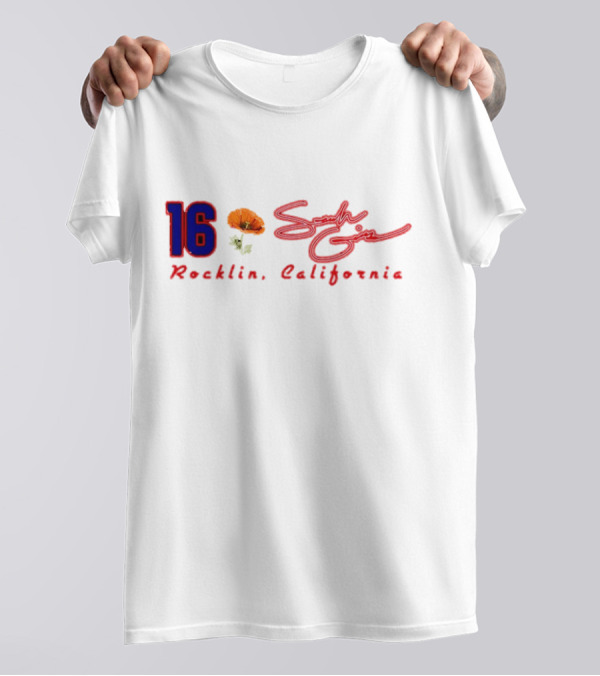 16 Sarah Giles Rocklin California Poppy Script T-Shirt