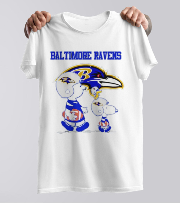 Baltimore Ravens Peanuts Snoopy And Woodstock Football Ravens T-Shirt