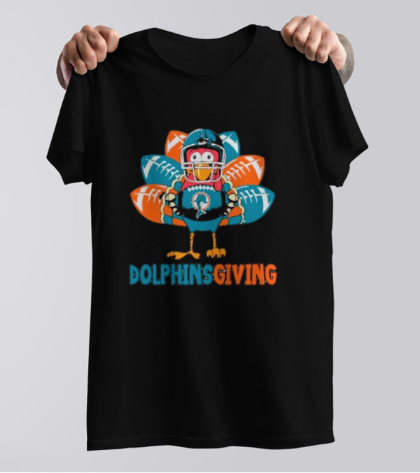 Dolphinsgiving Miami Dolphins Thanksgiving Turkey Football T-Shirt