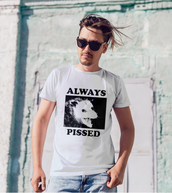 Opossum Always Pissed Black-and-White T-Shirt