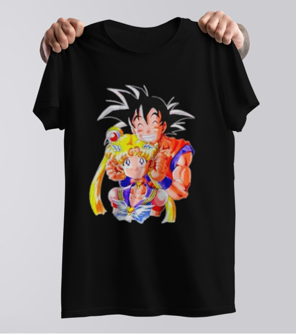 Sailor Moon And Goku Crossover Fusion Character Collaboration T-Shirt